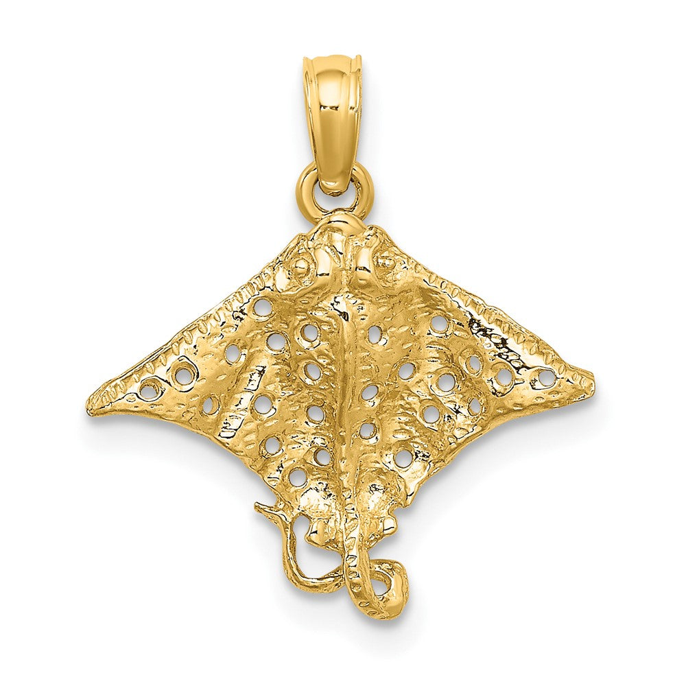 10k Yellow Gold 18.25 mm 2-D Spotted Eagle Ray w/ Holes Charm (0.83 grams)