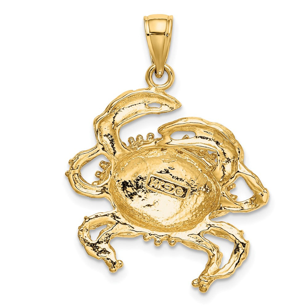 10k Yellow Gold 23 mm 2-D Crab Charm (3.8 grams)