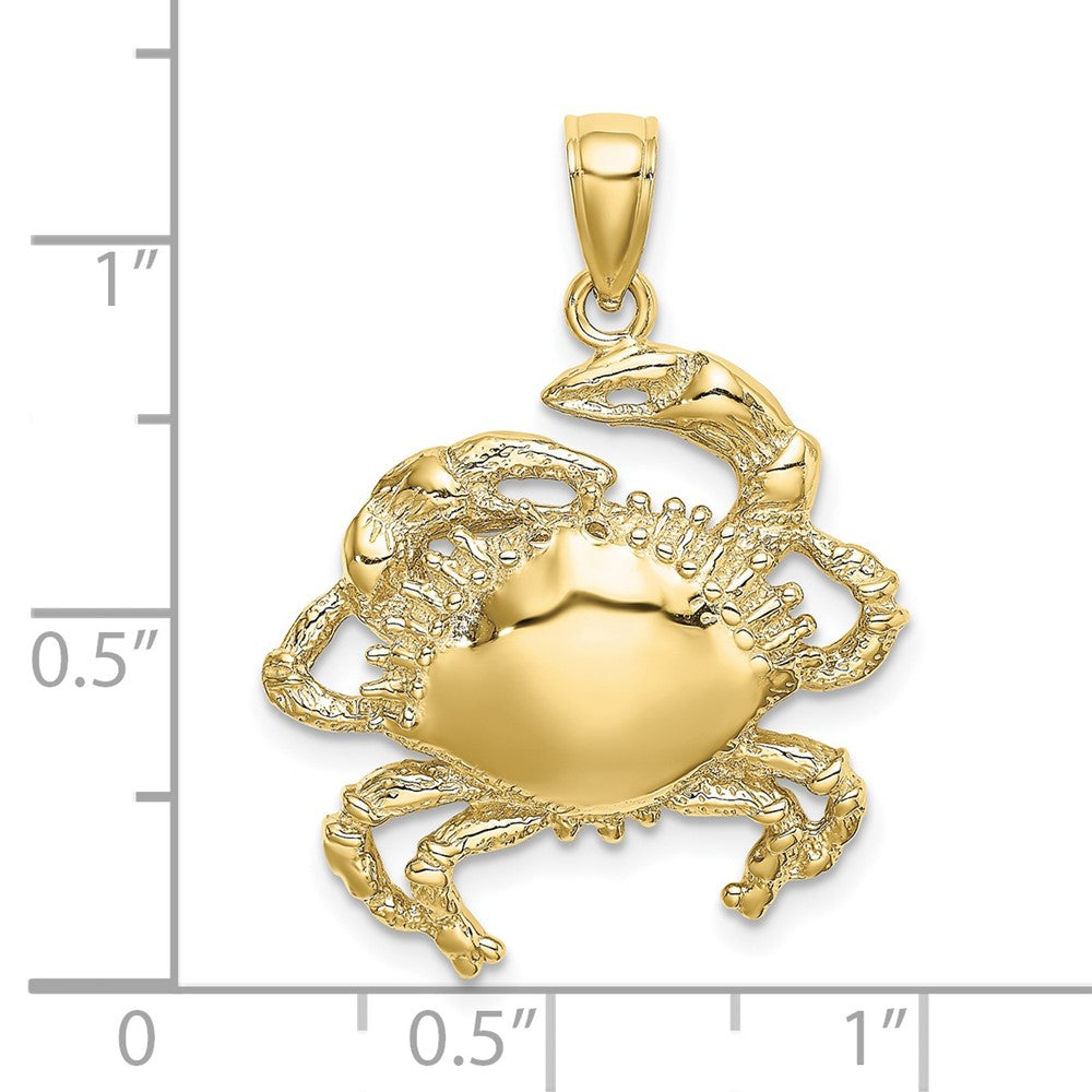 10k Yellow Gold 23 mm 2-D Crab Charm (3.8 grams)