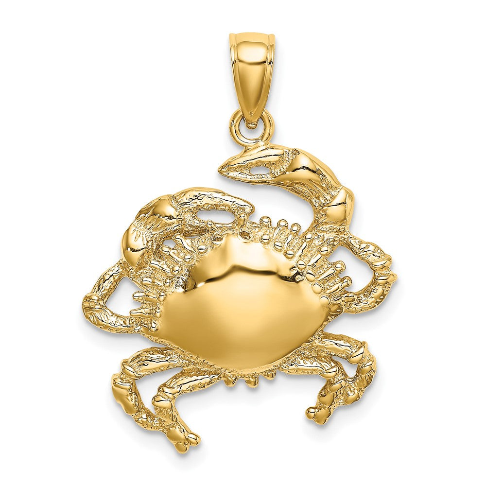 10k Yellow Gold 23 mm 2-D Crab Charm (3.8 grams)