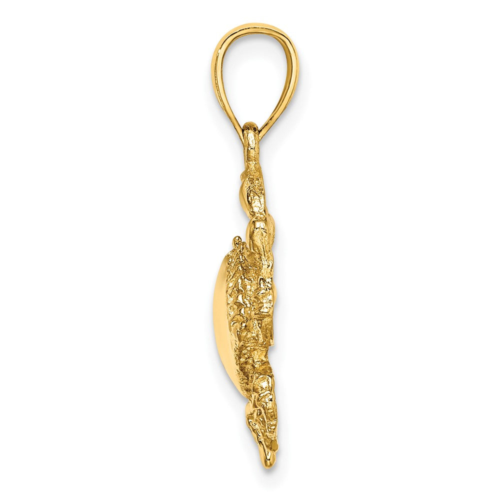 10k Yellow Gold 17.3 mm 2-D Crab Charm (1.67 grams)