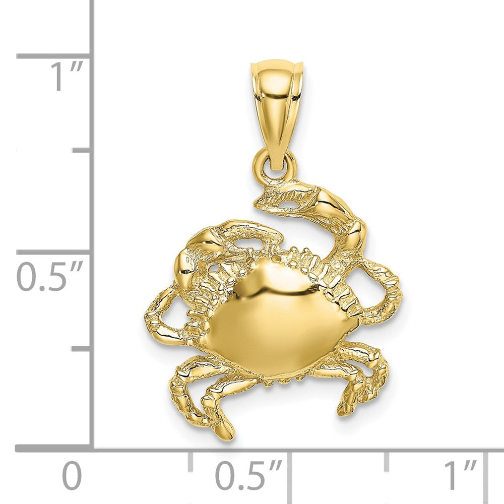 10k Yellow Gold 17.3 mm 2-D Crab Charm (1.67 grams)