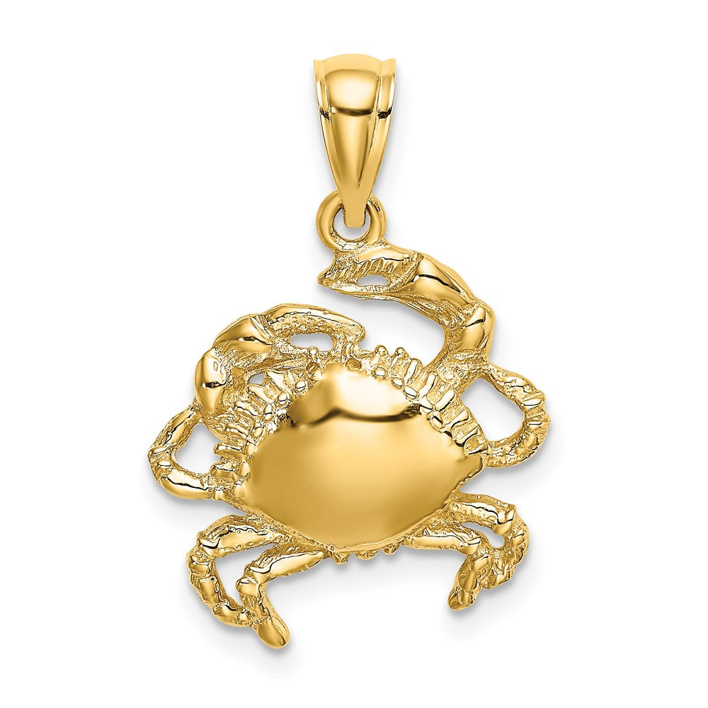 10k Yellow Gold 17.3 mm 2-D Crab Charm (1.67 grams)