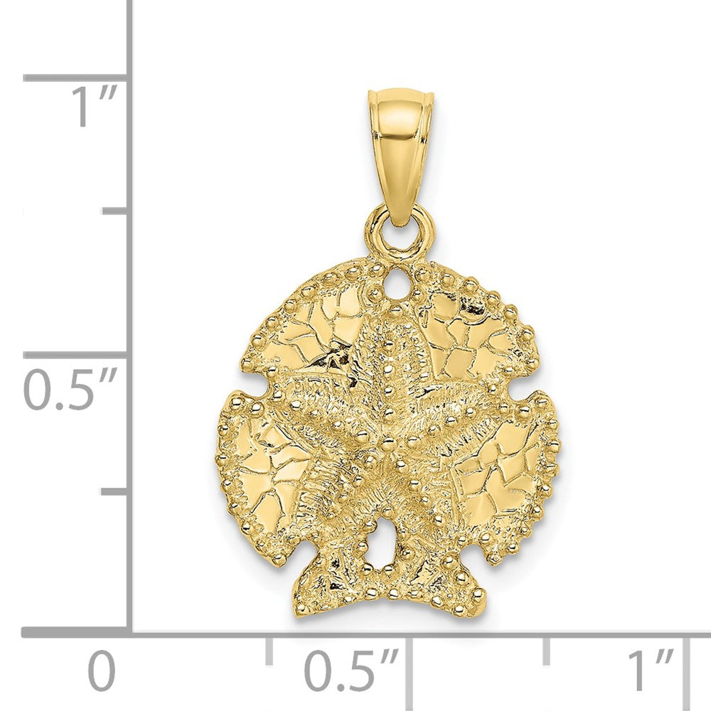 10k Yellow Gold 17 mm 2-D Sand Dollar W/ Star Charm (2.33 grams)