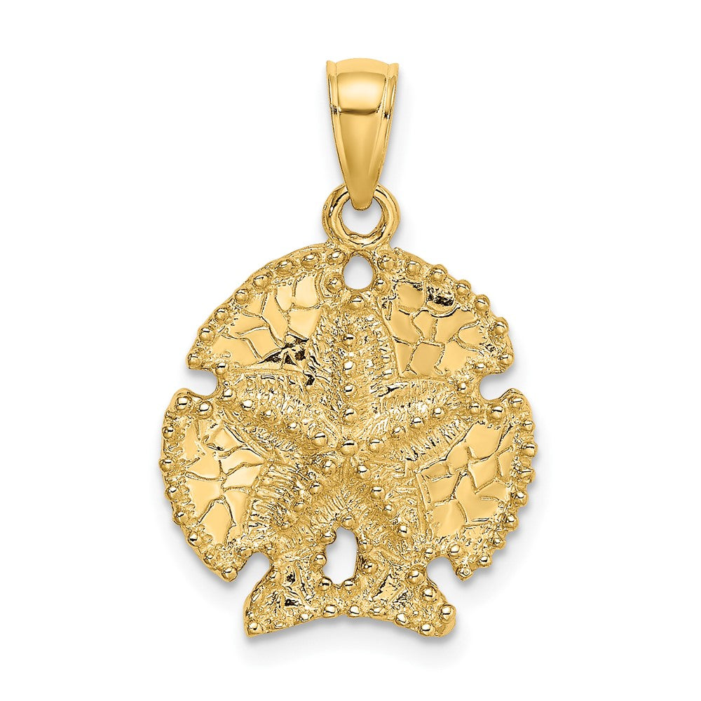 10k Yellow Gold 17 mm 2-D Sand Dollar W/ Star Charm (2.33 grams)