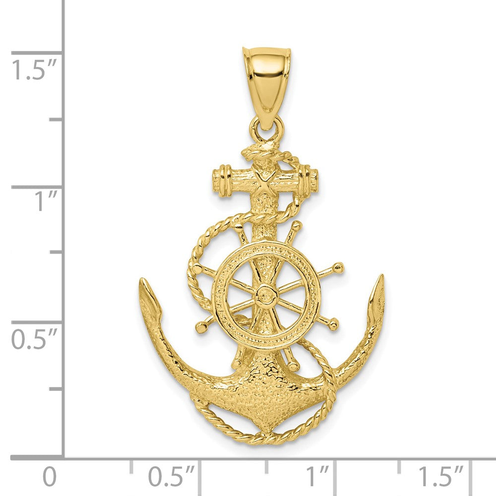 10k Yellow Gold 24.6 mm 2-D Anchor and Wheel Charm (3.61 grams)