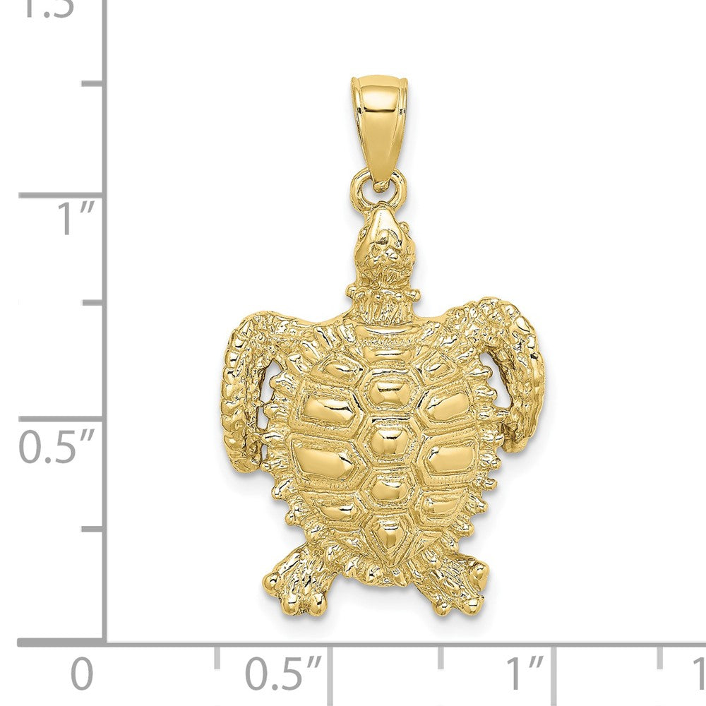 10k Yellow Gold 19.3 mm 2-D Sea Turtle W/ Spiny Shell Charm (3.9 grams)