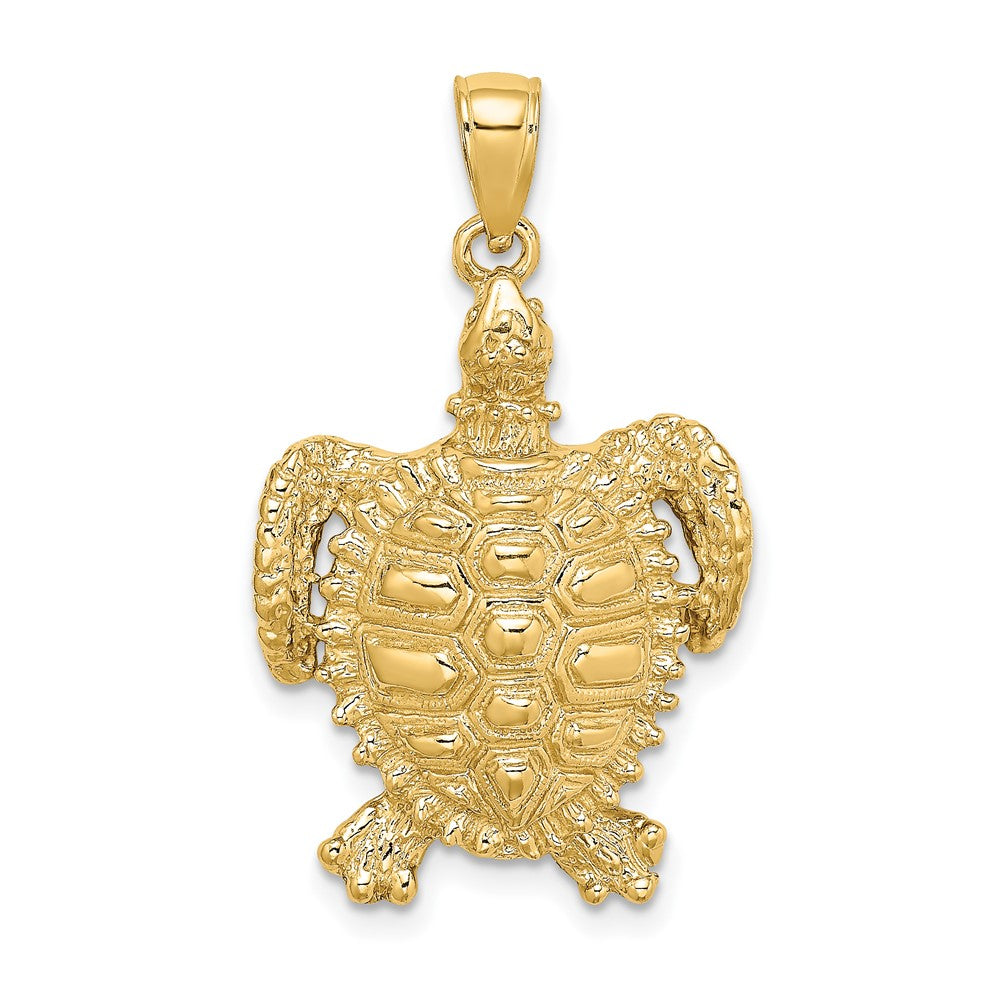 10k Yellow Gold 19.3 mm 2-D Sea Turtle W/ Spiny Shell Charm (3.9 grams)