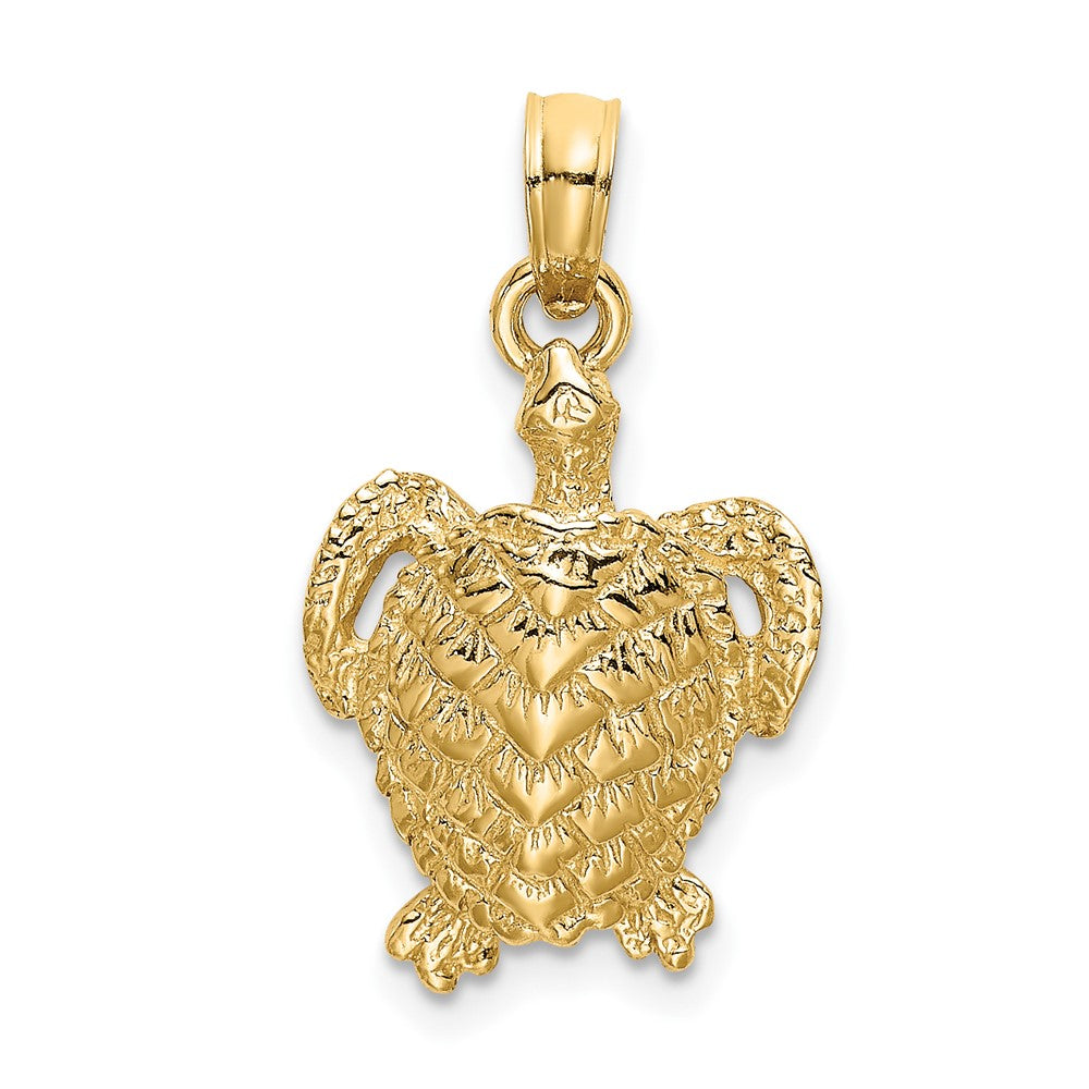 10k Yellow Gold 11.65 mm Textured Sea Turtle Charm (1.16 grams)