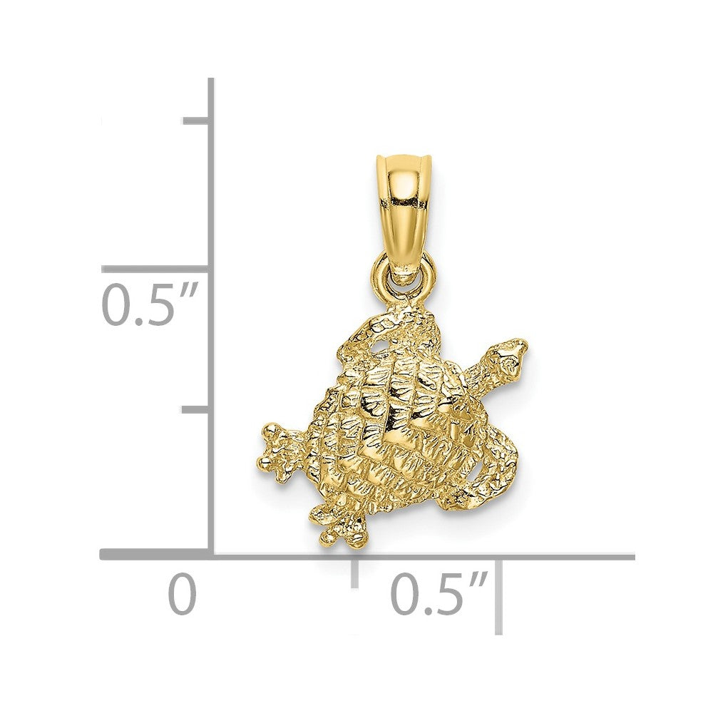 10k Yellow Gold 11.85 mm Textured Sea Turtle Charm (0.62 grams)