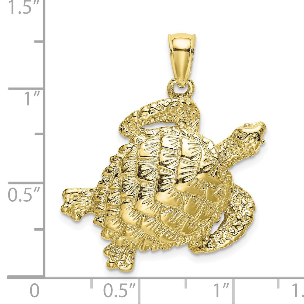 10k Yellow Gold 26.4 mm Textured Sea Turtle Charm (3.94 grams)