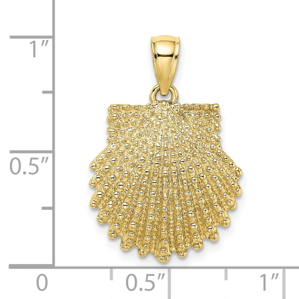 10k Yellow Gold 17.7 mm 2-D Beaded Scallop Shell Charm (2.98 grams)