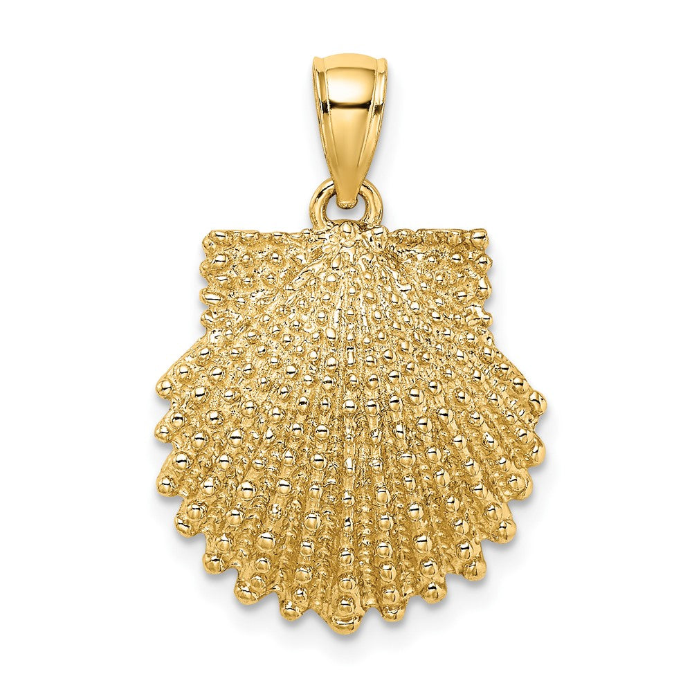 10k Yellow Gold 17.7 mm 2-D Beaded Scallop Shell Charm (2.98 grams)