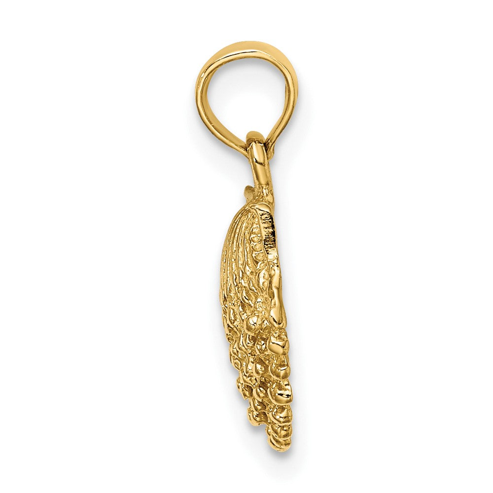 10k Yellow Gold 10.7 mm 2-D Beaded Scallop Shell Charm (0.77 grams)