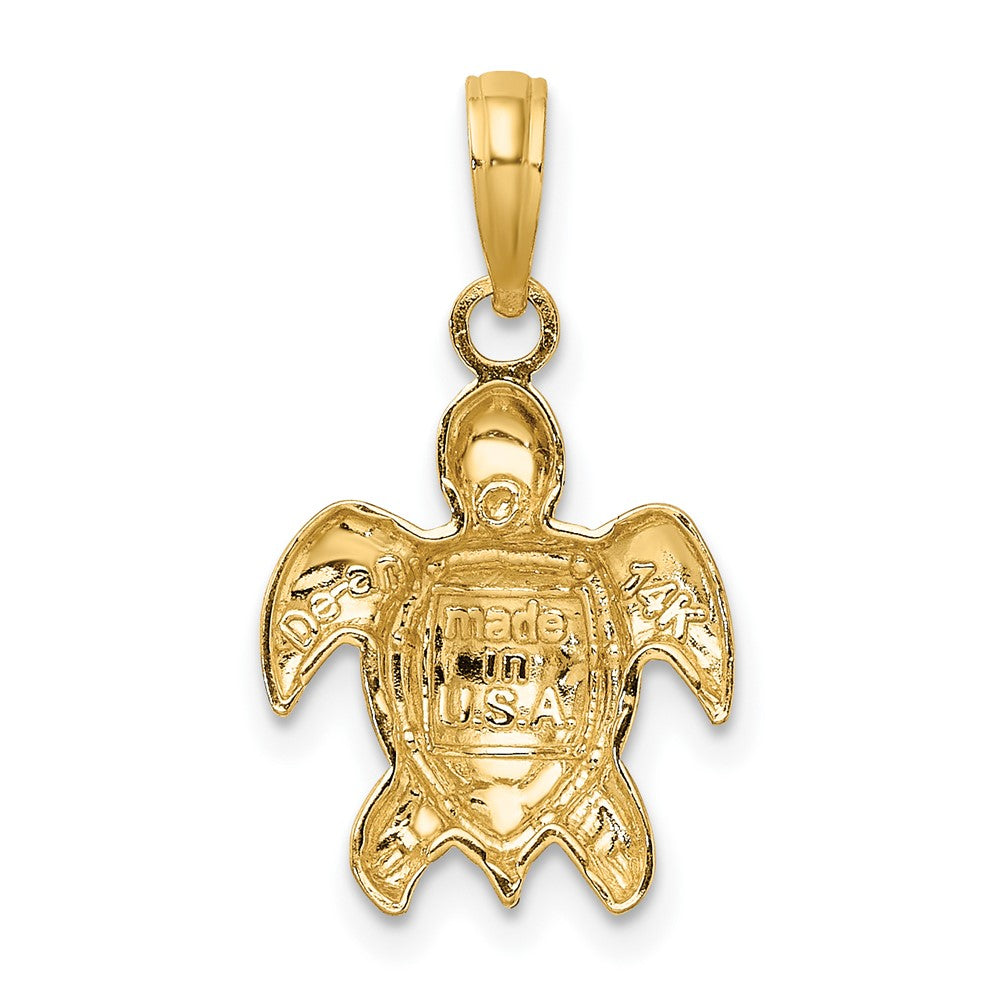 10k Yellow Gold 12.7 mm 2-D Textured Sea Turtle Charm (1 grams)