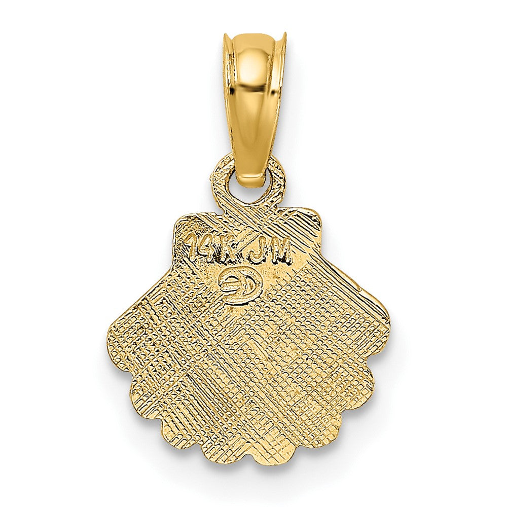 10k Yellow Gold 10.44 mm Polished and Engraved Shell Charm (0.5 grams)