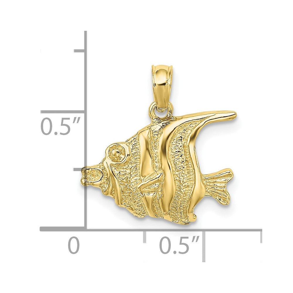 10k Yellow Gold 16 mm Polished Engraved FISH Charm (1.14 grams)