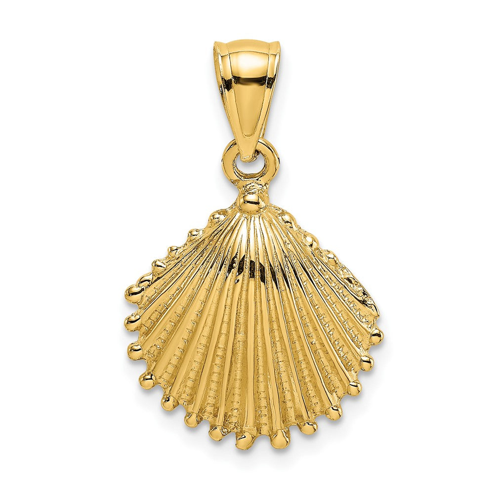 10k Yellow Gold 14.8 mm Textured Scallop Shell Charm (1.21 grams)