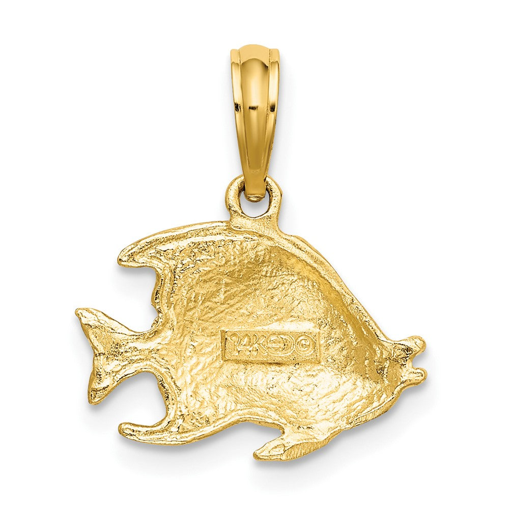 10k Yellow Gold 16.35 mm Polished Textured Fish Charm (0.96 grams)