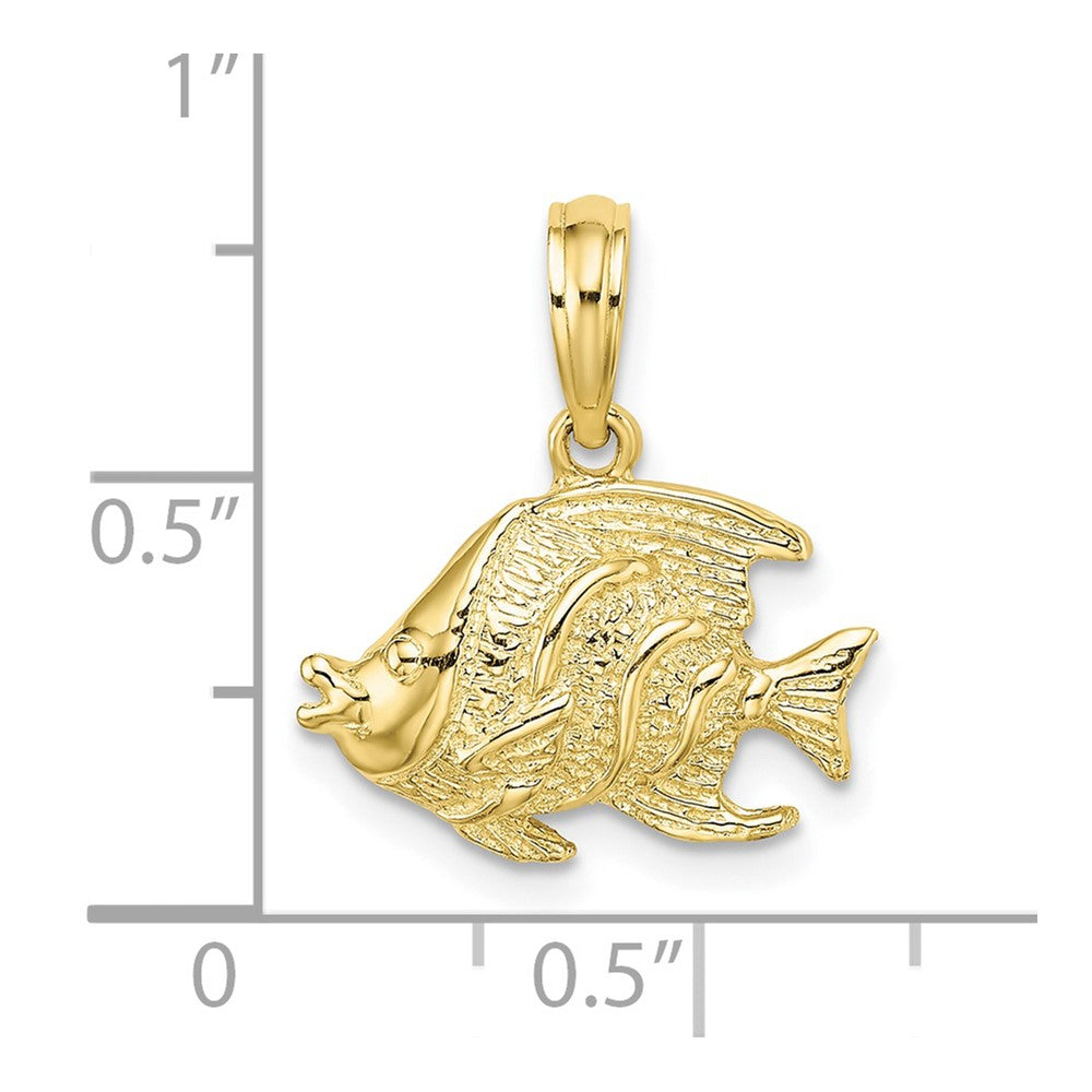 10k Yellow Gold 16.35 mm Polished Textured Fish Charm (0.96 grams)