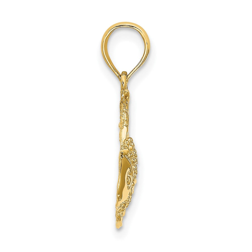 10k Yellow Gold 17.8 mm Textured Fish Charm (1.38 grams)