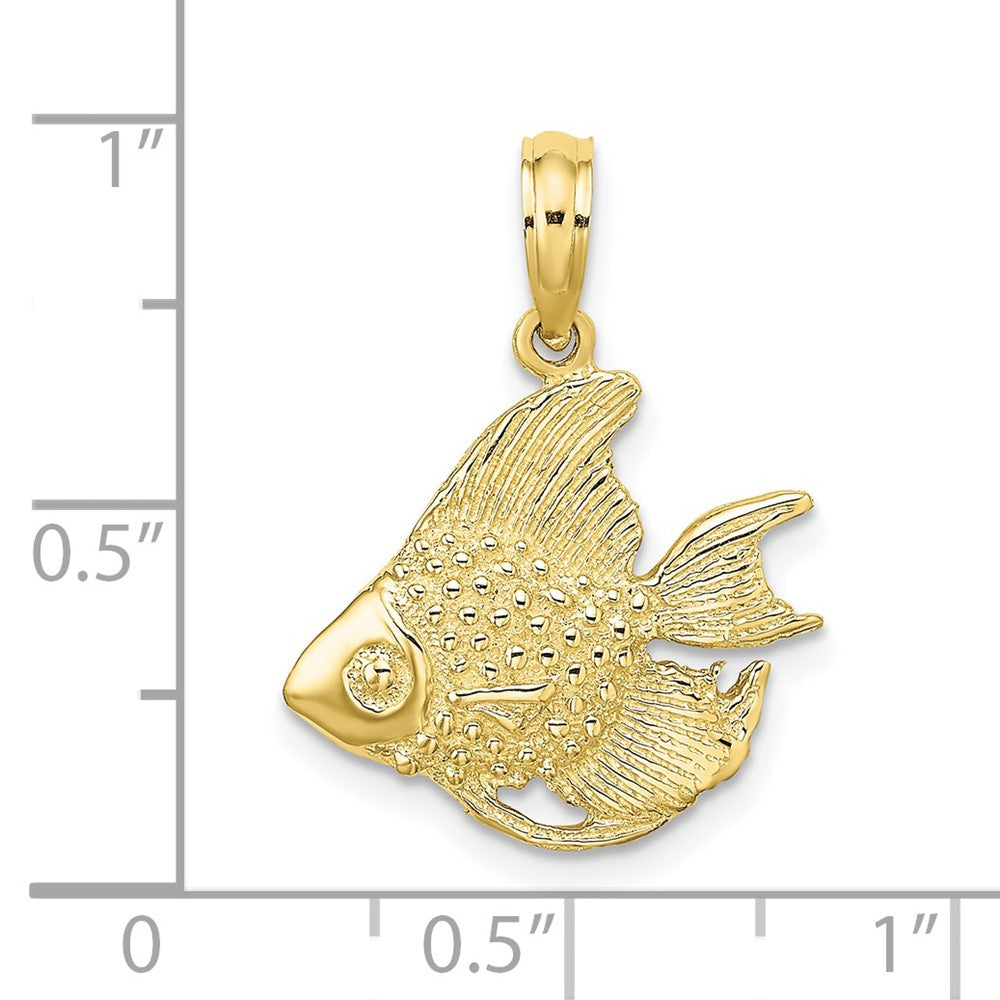 10k Yellow Gold 17.8 mm Textured Fish Charm (1.38 grams)