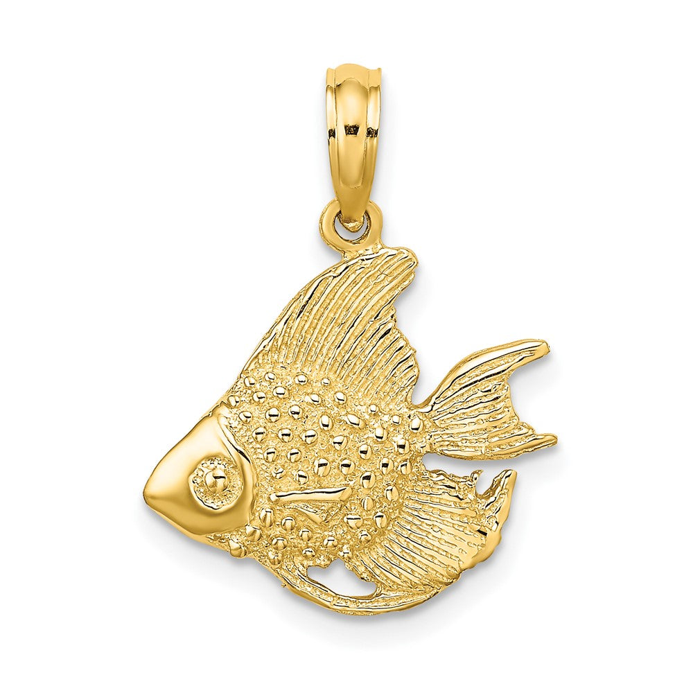 10k Yellow Gold 17.8 mm Textured Fish Charm (1.38 grams)