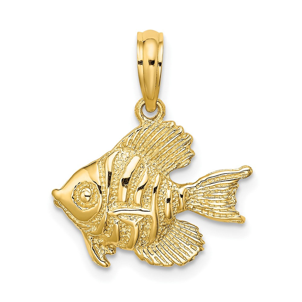 10k Yellow Gold 17.4 mm Polished Engraved Fish Charm (1.17 grams)