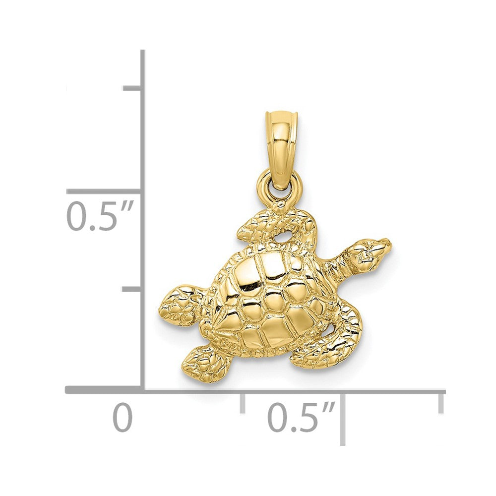 10k Yellow Gold 16.4 mm Textured Sea Turtle Charm (1.17 grams)