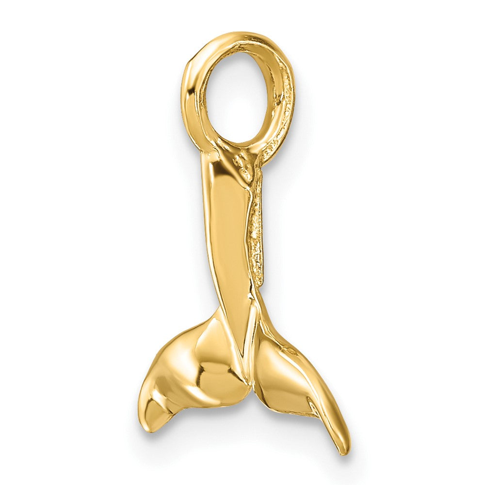 10k Yellow Gold 15.6 mm 3-D Polished Whale Tail Charm (0.65 grams)