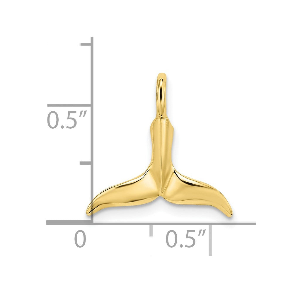 10k Yellow Gold 15.6 mm 3-D Polished Whale Tail Charm (0.65 grams)