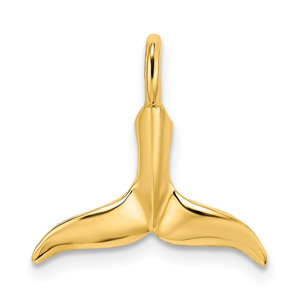 10k Yellow Gold 15.6 mm 3-D Polished Whale Tail Charm (0.65 grams)