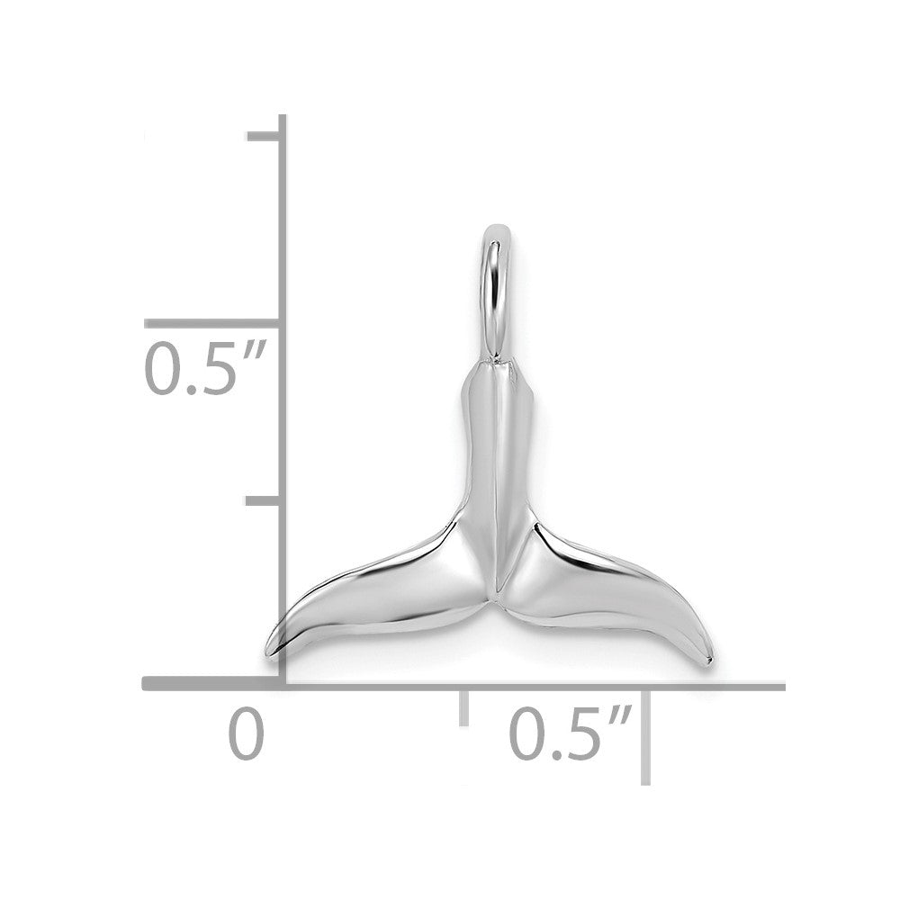 10k White Gold 15.6 mm  3-D Polished Whale Tail Charm (0.63 grams)