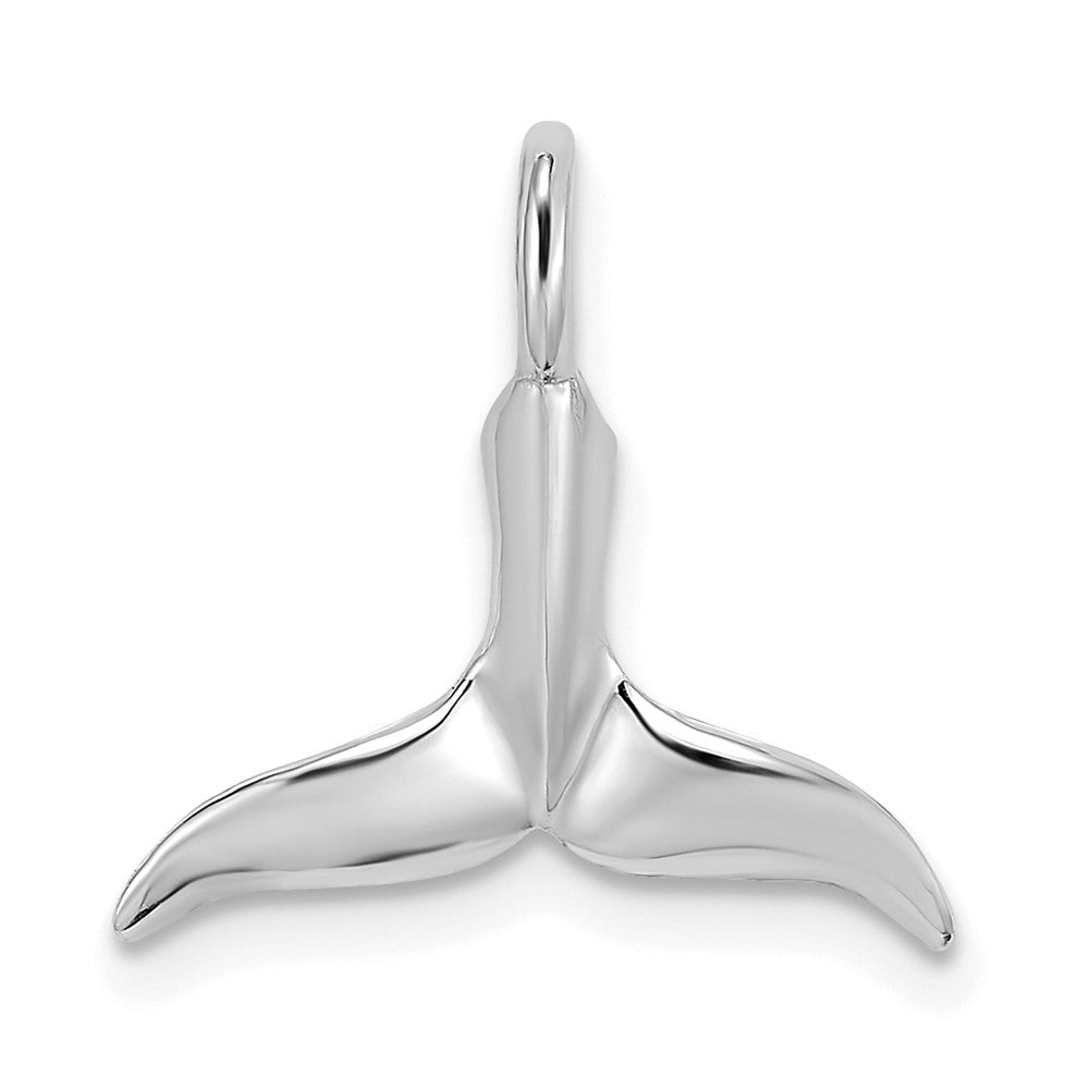 10k White Gold 15.6 mm  3-D Polished Whale Tail Charm (0.63 grams)