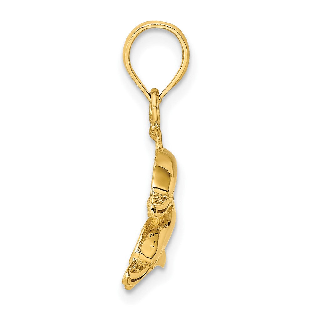 10k Yellow Gold 22.6 mm 2-D Polished /Engraved Dolphins Charm (1.62 grams)