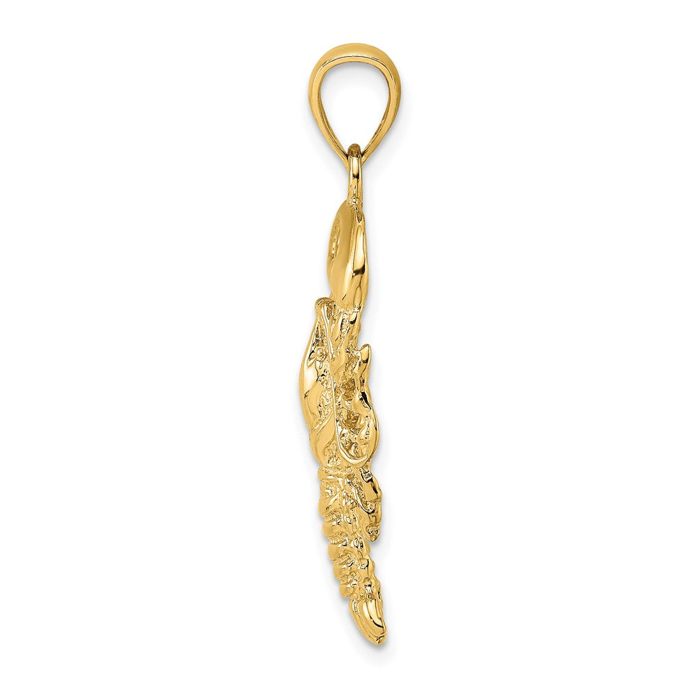 10k Yellow Gold 15.3 mm 2-D Textured Maine Lobster Charm (2.88 grams)