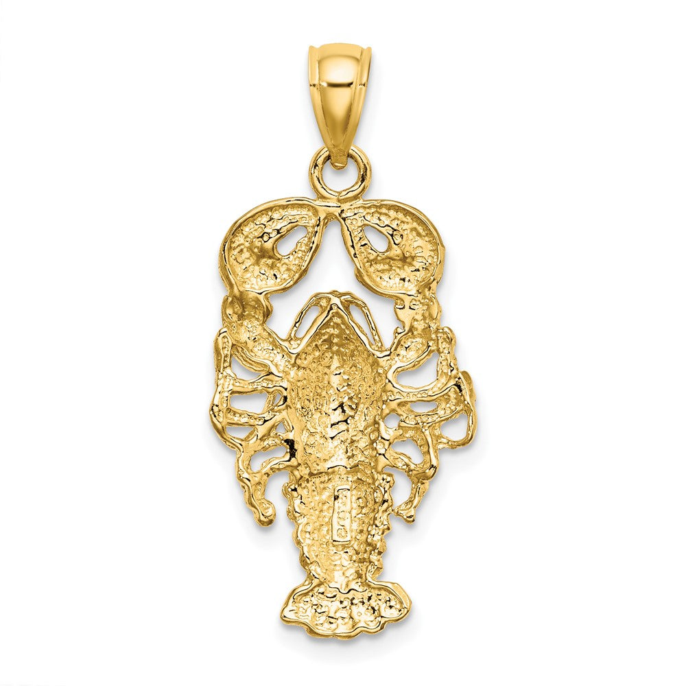 10k Yellow Gold 15.3 mm 2-D Textured Maine Lobster Charm (2.88 grams)