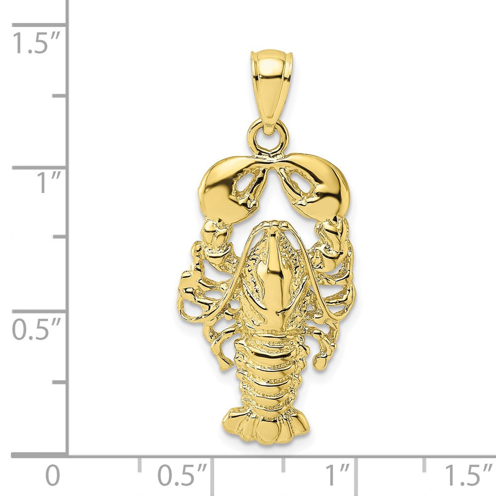 10k Yellow Gold 15.3 mm 2-D Textured Maine Lobster Charm (2.88 grams)