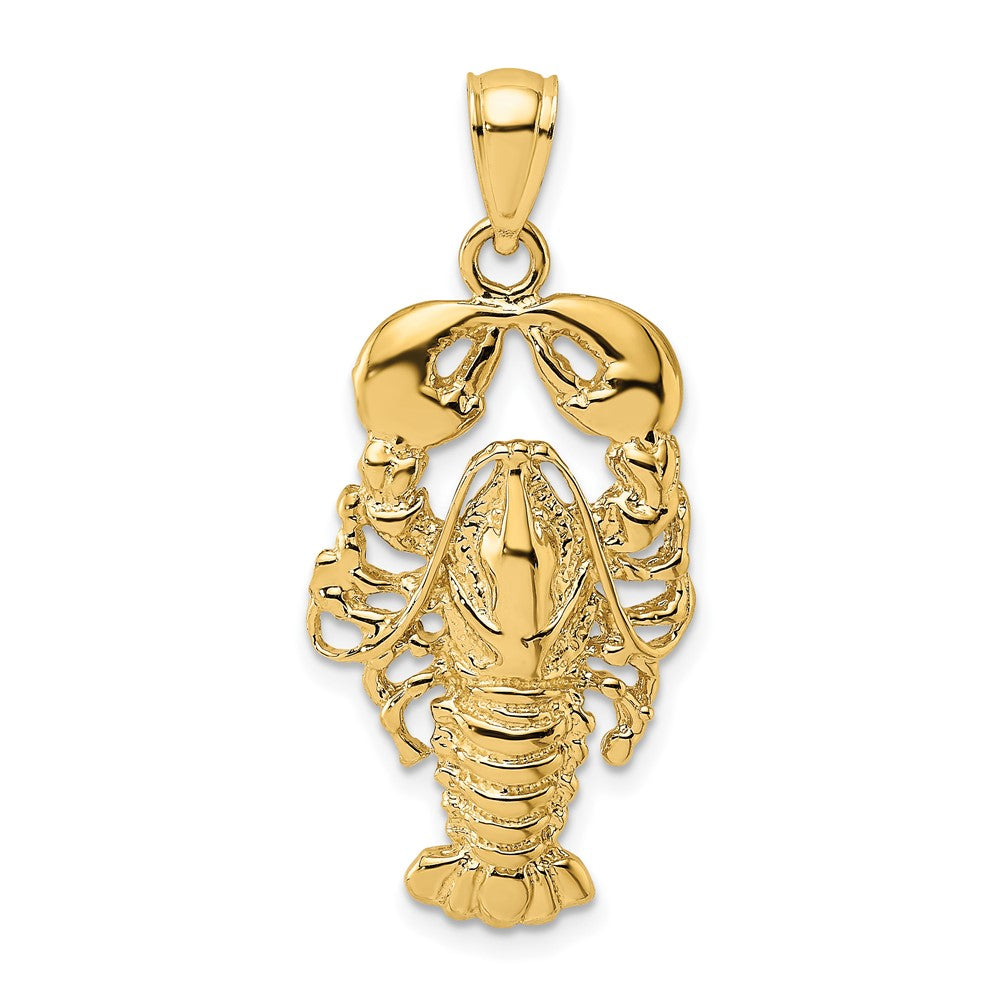 10k Yellow Gold 15.3 mm 2-D Textured Maine Lobster Charm (2.88 grams)