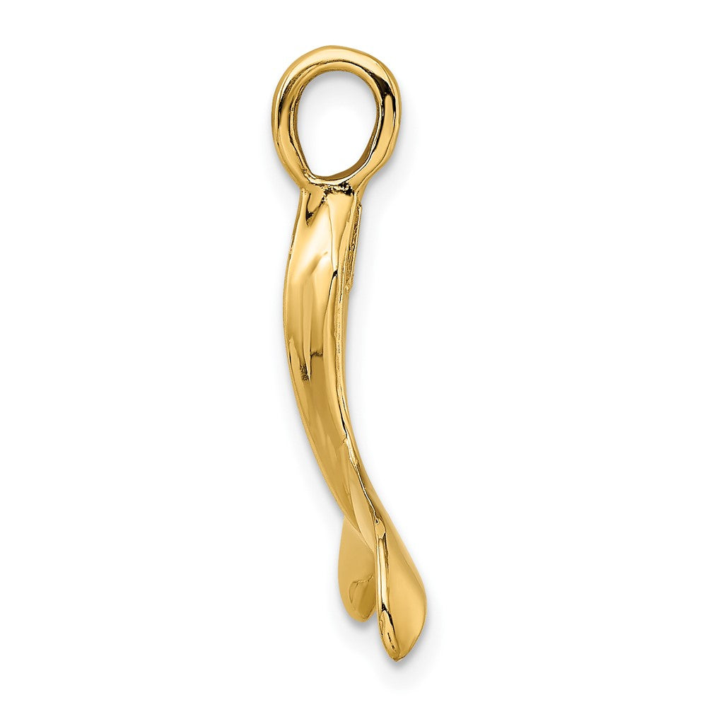 10k Yellow Gold 19.8 mm 3-D Polished Whale Tail Charm (1.6 grams)