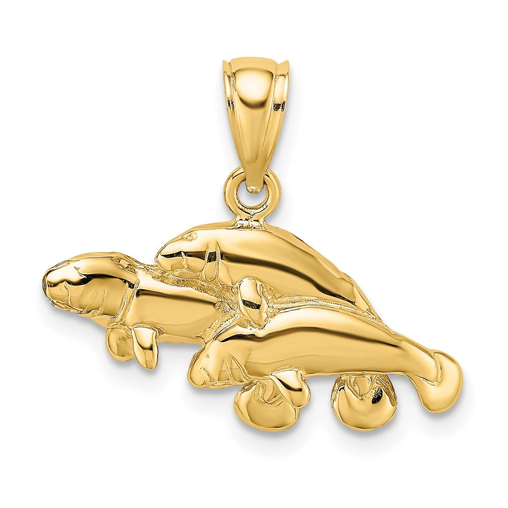 10k Yellow Gold 23.35 mm Polished Triple Manatee Charm (1.62 grams)