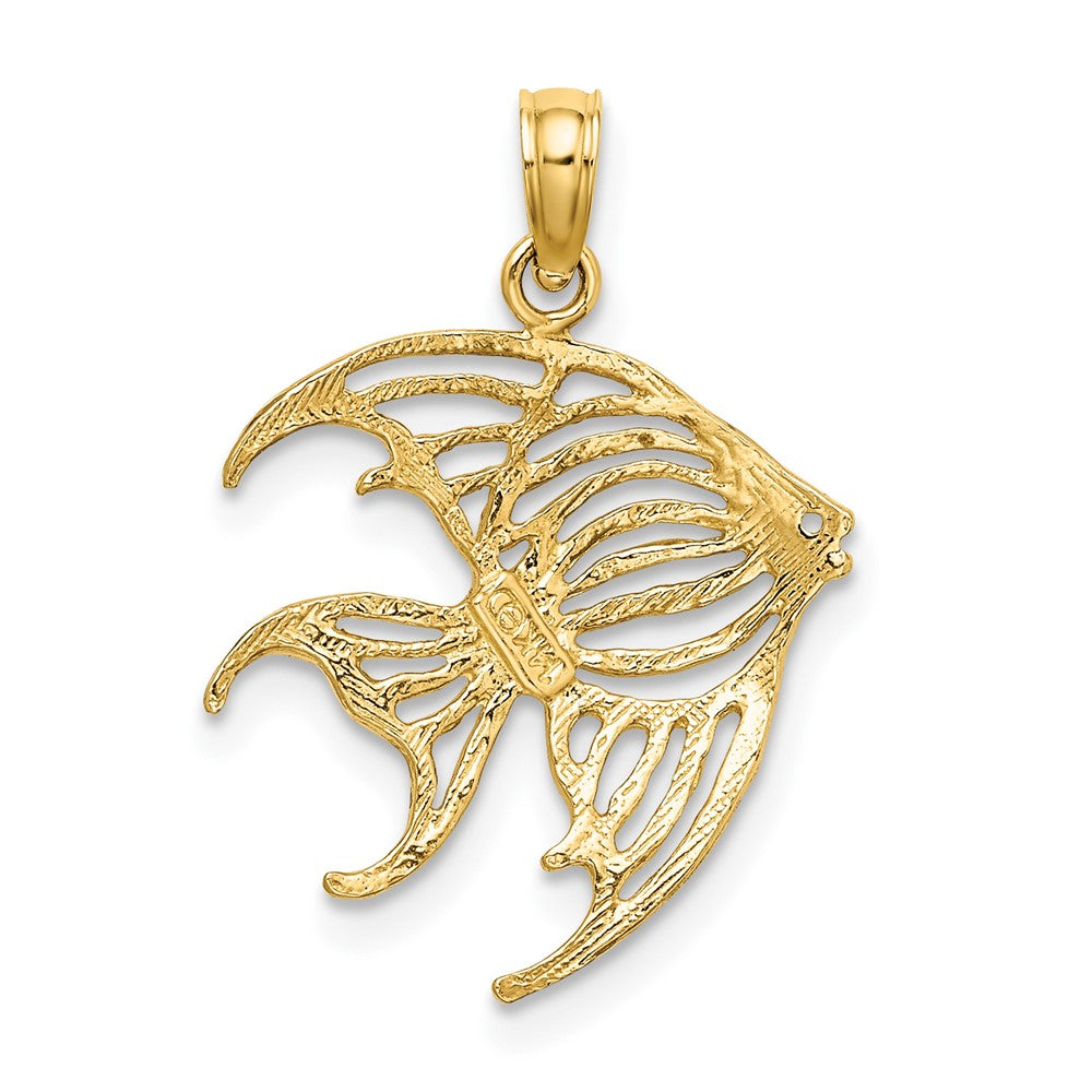 10k Yellow Gold 17.95 mm Cut-Out Angelfish Charm (0.9 grams)