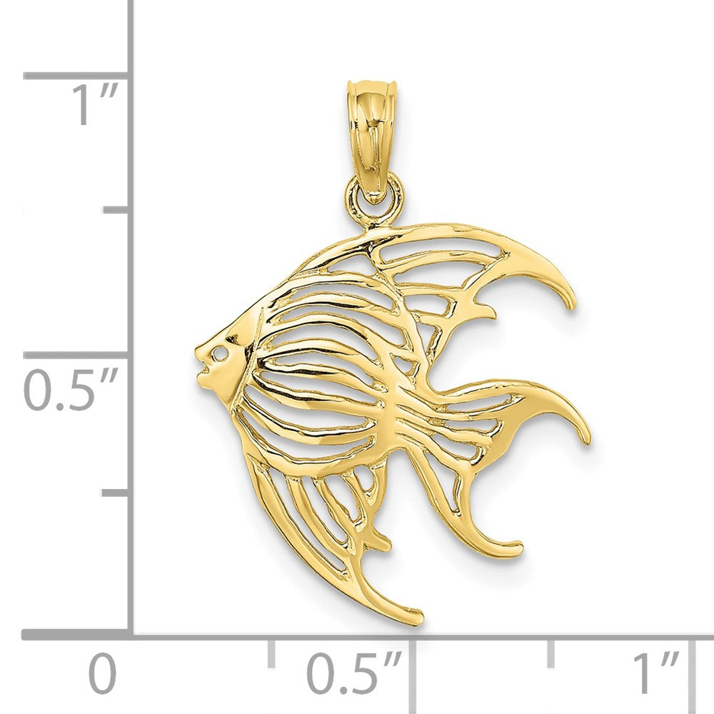 10k Yellow Gold 17.95 mm Cut-Out Angelfish Charm (0.9 grams)