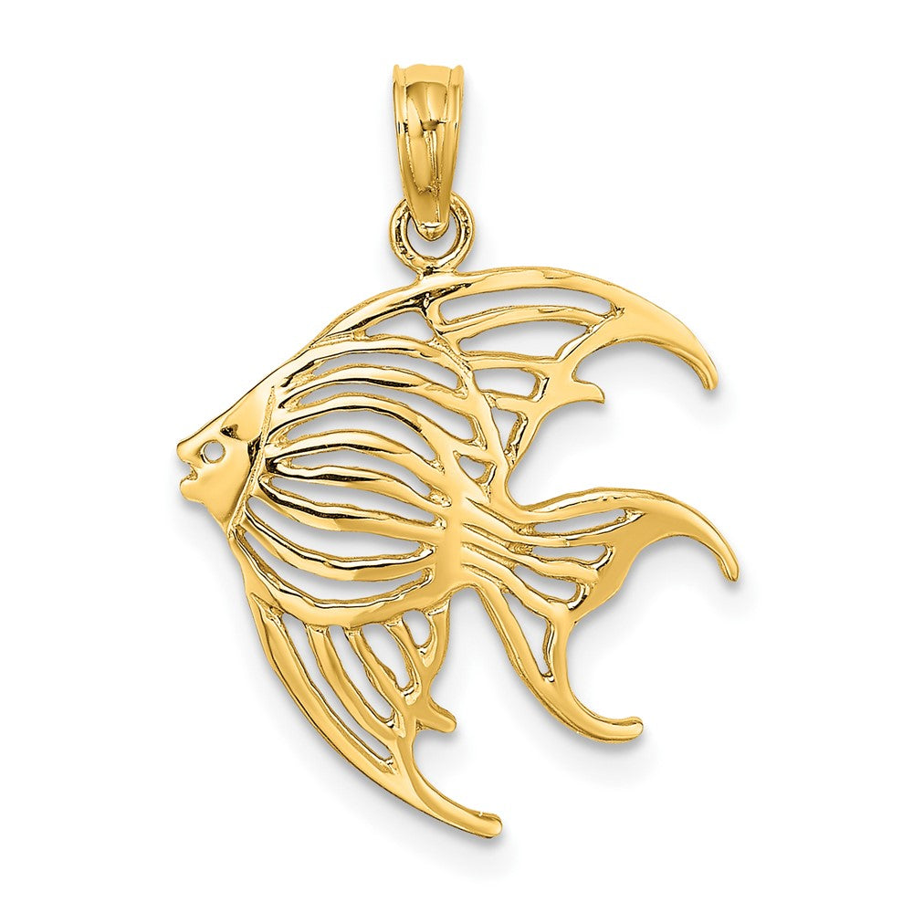 10k Yellow Gold 17.95 mm Cut-Out Angelfish Charm (0.9 grams)