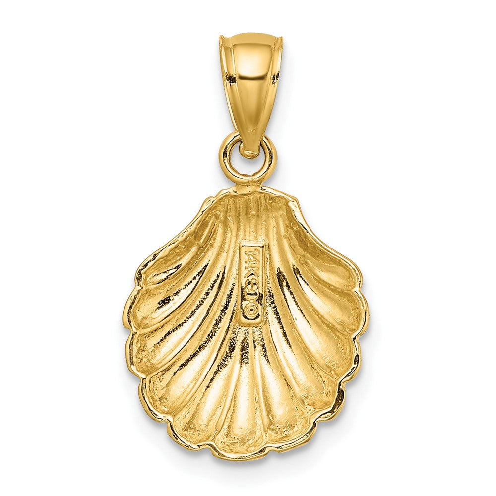 10k Yellow Gold 13.7 mm Polished 2-D Scallop Shell Charm (1.39 grams)