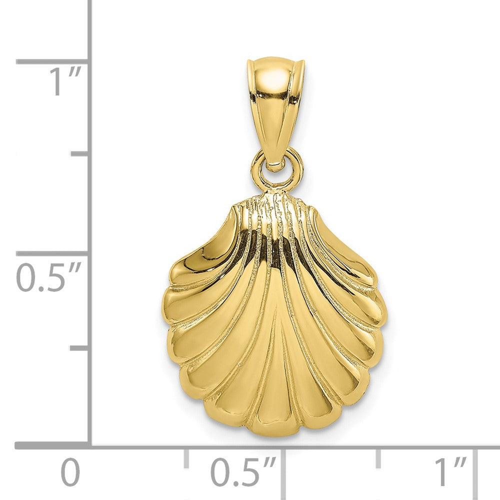 10k Yellow Gold 13.7 mm Polished 2-D Scallop Shell Charm (1.39 grams)