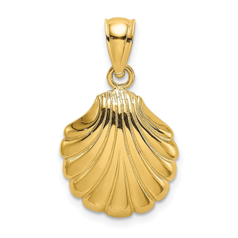 10k Yellow Gold 13.7 mm Polished 2-D Scallop Shell Charm (1.39 grams)