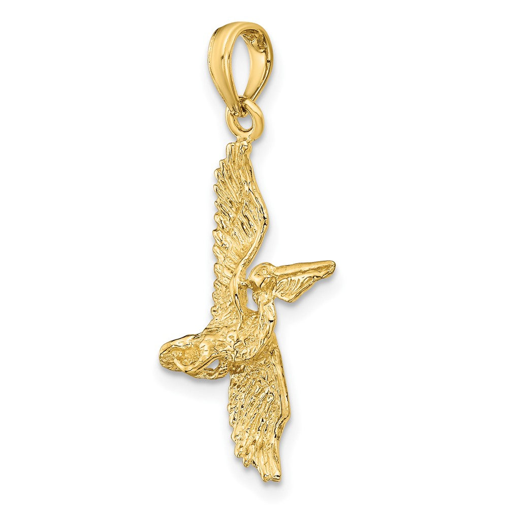 10k Yellow Gold 18 mm 3-D Pelican Flying Charm (1.4 grams)