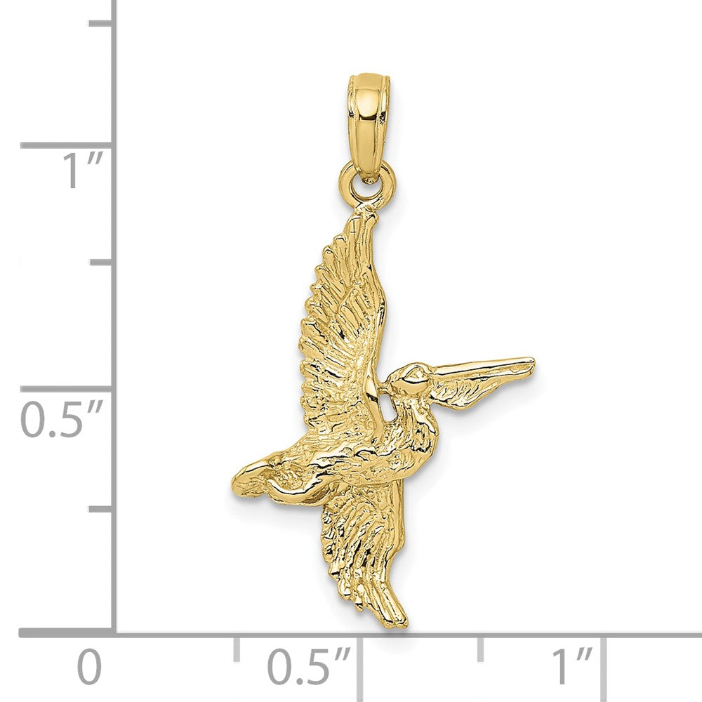 10k Yellow Gold 18 mm 3-D Pelican Flying Charm (1.4 grams)