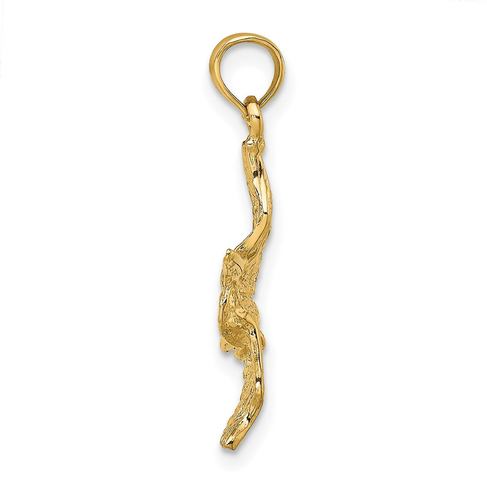 10k Yellow Gold 15.4 mm 3-D Pelican Flying Charm (0.9 grams)